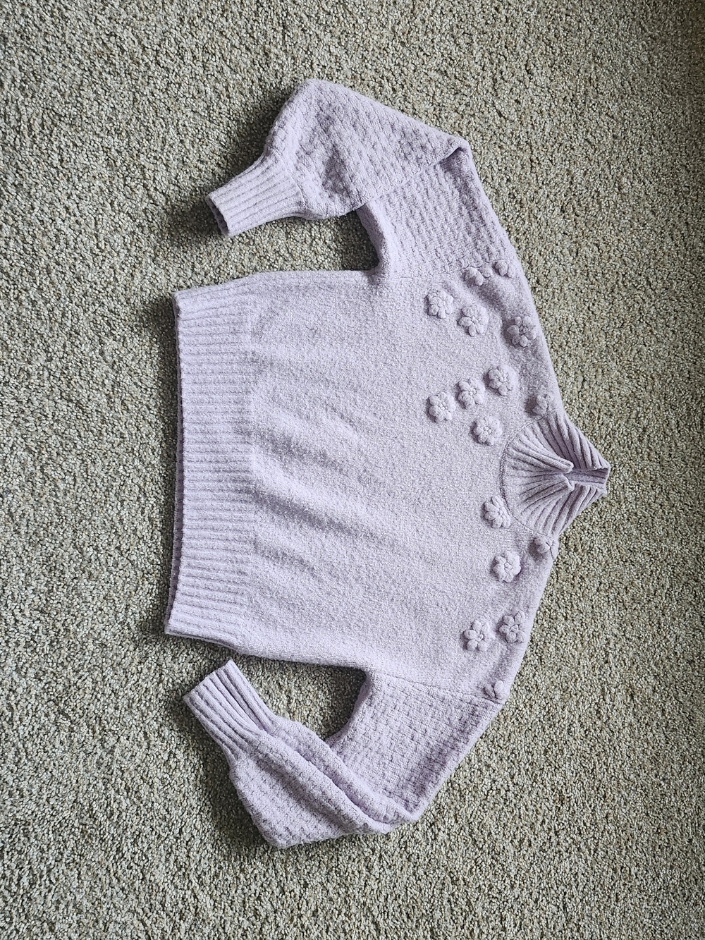 Lavendar Sweater With Floral Detail